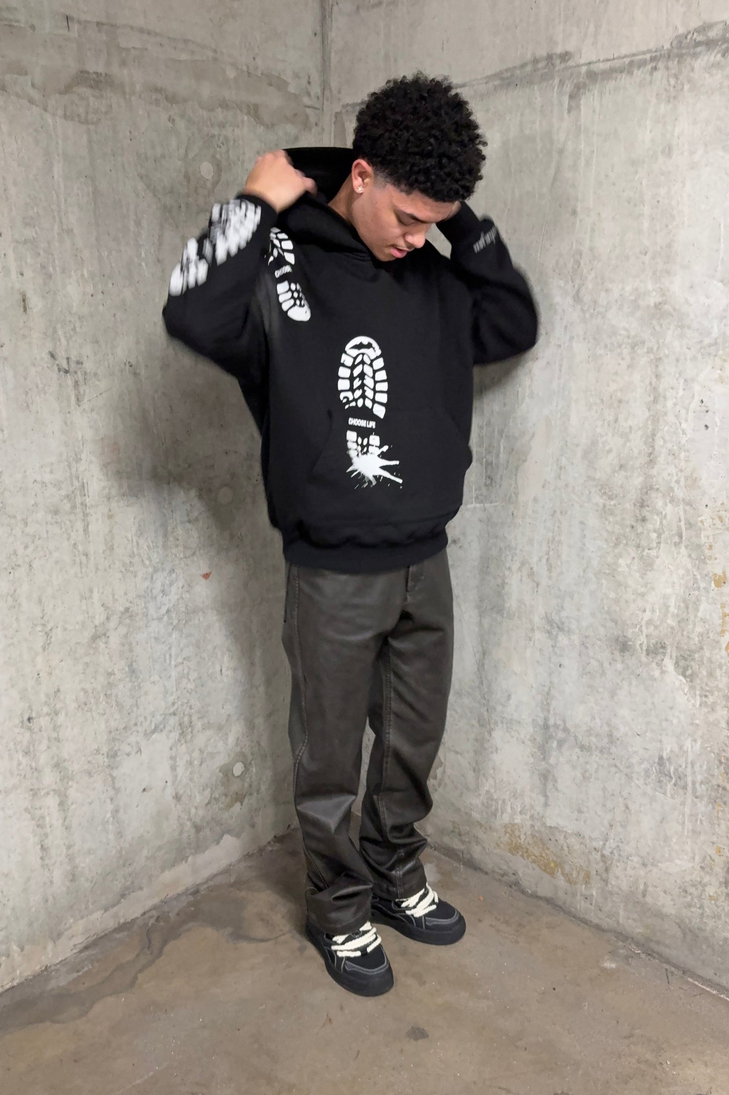 Footprint Hoodie Black