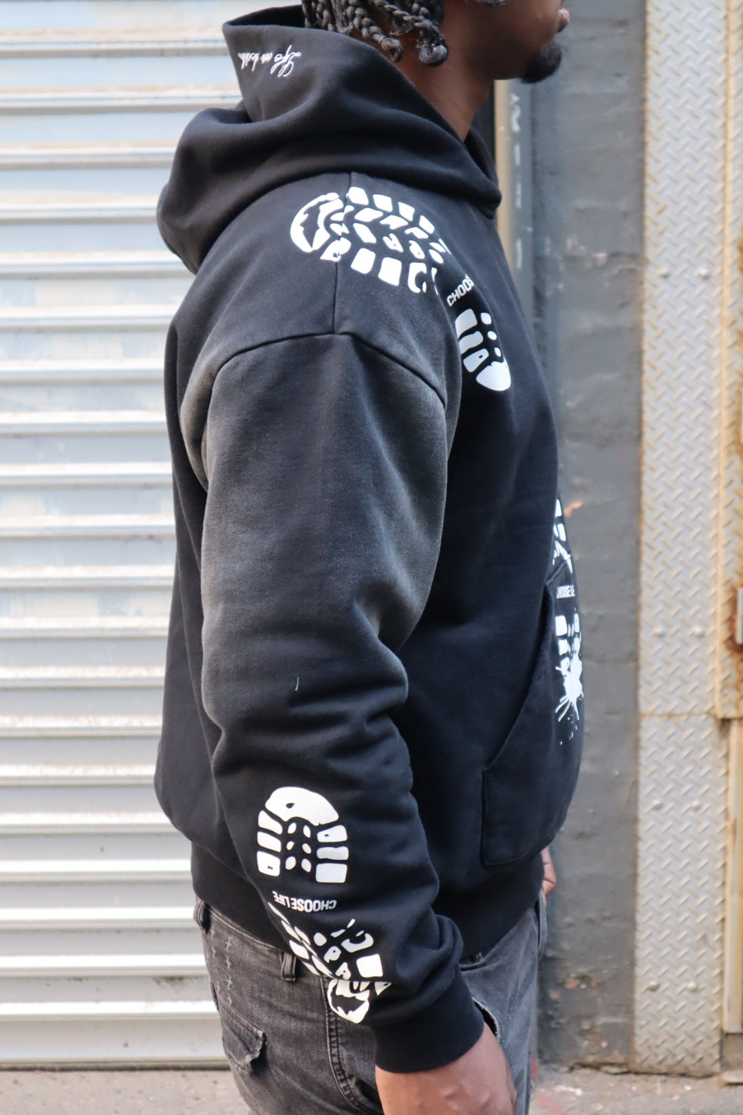 Footprint Hoodie Black