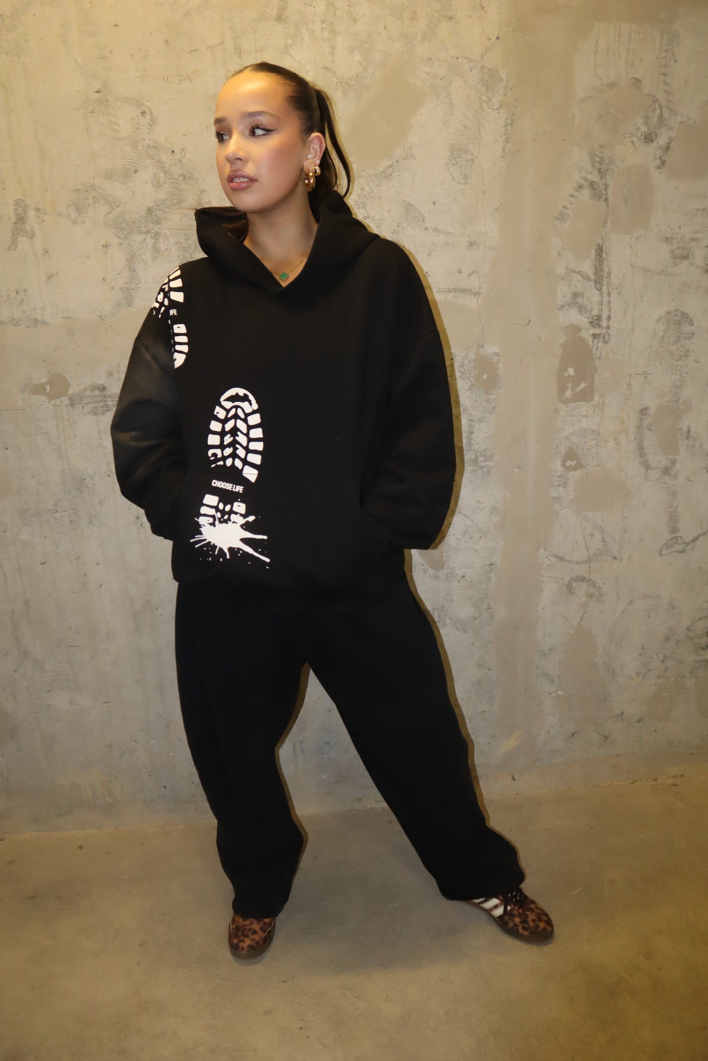 Footprint Hoodie Black