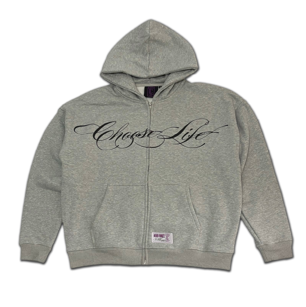 CURSIVE ZIP-UP HOODIE